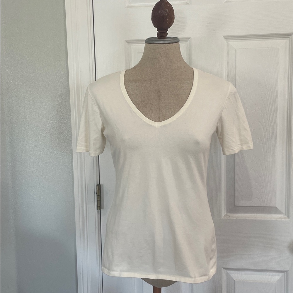 Jockey Staycool White T-Shirt v-neck tee short sleeve cotton stretch women’s M